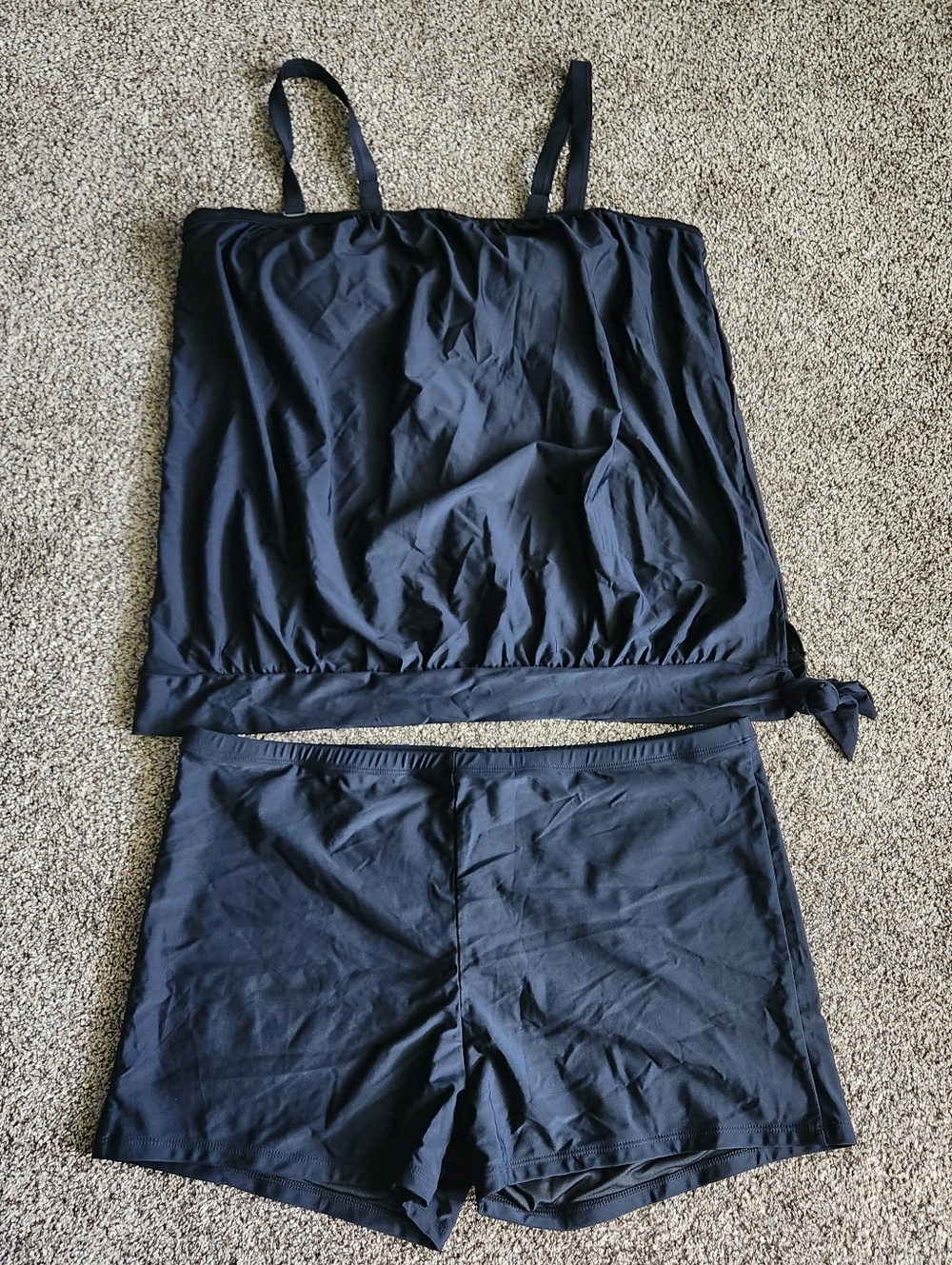 TEMPT ME NWT Black Women's Two-Piece Swimsuit Tankini Size 24W Adjustable Straps